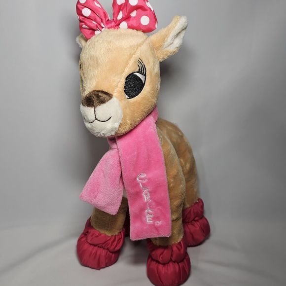 Dandee Clarice Plush Rudolph Red Nose Reindeer Pink Scarf Christmas Toy 13" - Picture 11 of 12